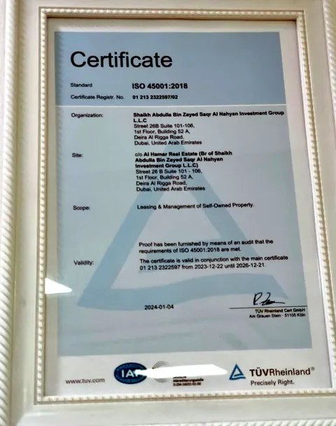 ISO 45001:2018 certificate