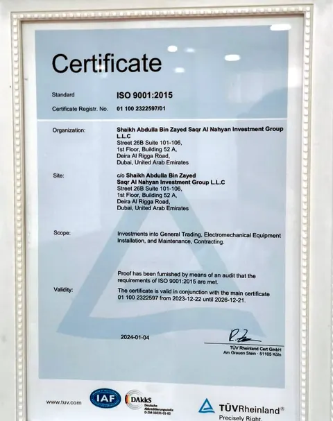 ISO 9001:2015 certificate