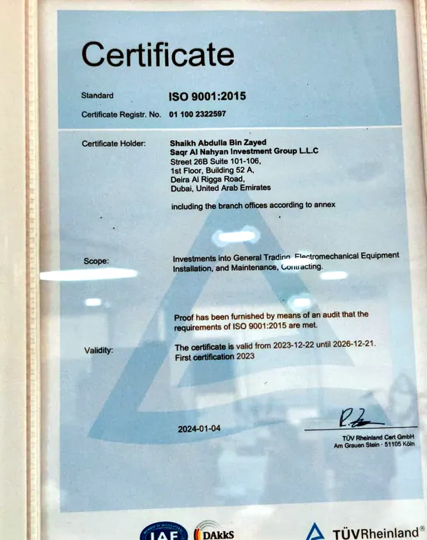 ISO 9001:2015 certificate